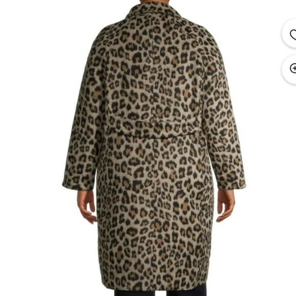 🏷️Mark Alan New York Leopard Print Longline Wool Blend Snap Front Coat Plus 2X - Picture 2 of 12